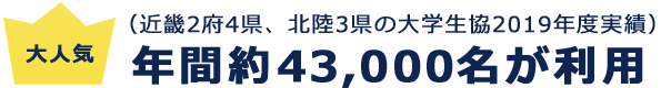 (近畿2府4県、北陸3県の大学生協2017年度実績)年間約103,000名が利用